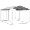 VidaXL Kojec dla psa, z dachem, srebrny, 3x4,5x2,5 m, stal