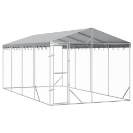 VidaXL Kojec dla psa, z dachem, srebrny, 3x6x2,5 m, stal galwanizowana