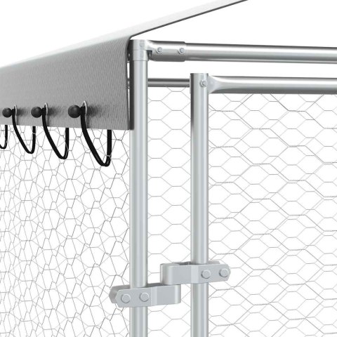 VidaXL Kojec dla psa, z dachem, srebrny, 3x6x2,5 m, stal galwanizowana