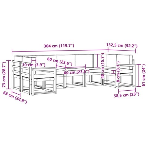 VidaXL Zestaw sof na zewnątrz z poduszką 7 pcs Naturalny i Antracytowy