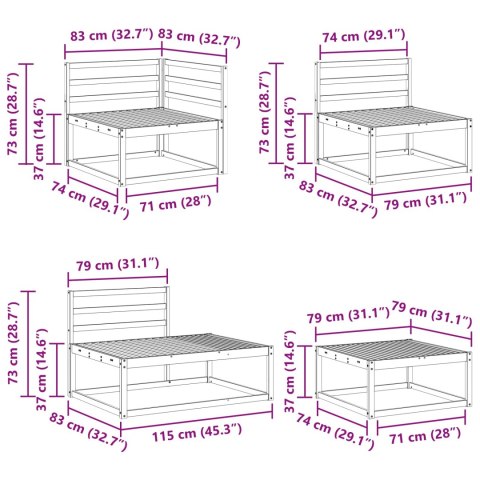 VidaXL Zestaw sof na zewnątrz 5 Sztuka Naturalny Lite Drewno Akacji