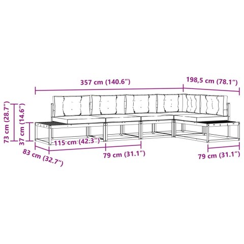 VidaXL Zestaw sof na zewnątrz 6 Sztuka Naturalny i Antracytowy