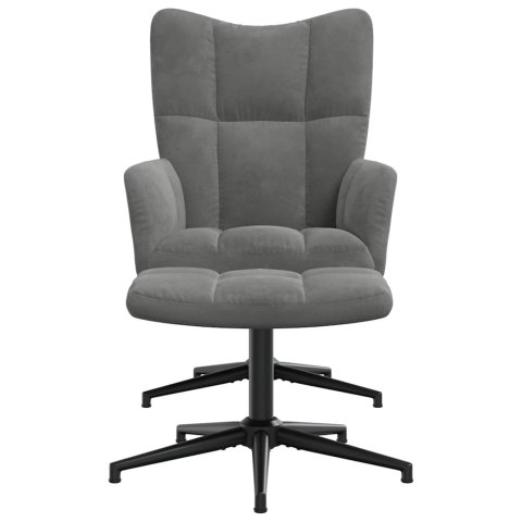 VidaXL Fotel z podnóżkiem, ciemnoszary, obity aksamitem