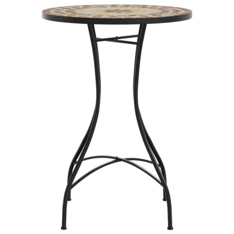MOZAIKOWY STOLIK BISTRO TERAKOTOWO-BIAŁY Ø50X70CM CERAMICZNY