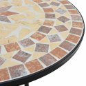MOZAIKOWY STOLIK BISTRO TERAKOTOWO-BIAŁY Ø50X70CM CERAMICZNY
