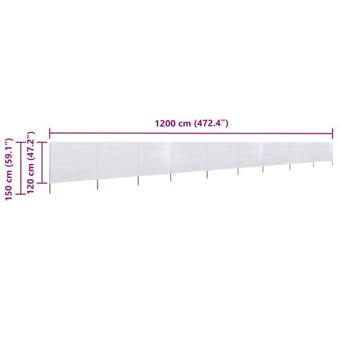 PARAWAN 9-SKRZYDŁOWY Z TKANINY 1200X120CM PIASKOWA BIEL