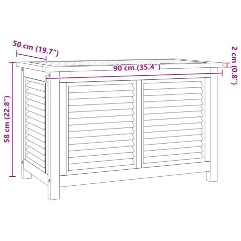VidaXL Skrzynia ogrodowa z workiem, 90x50x58 cm, lite drewno tekowe