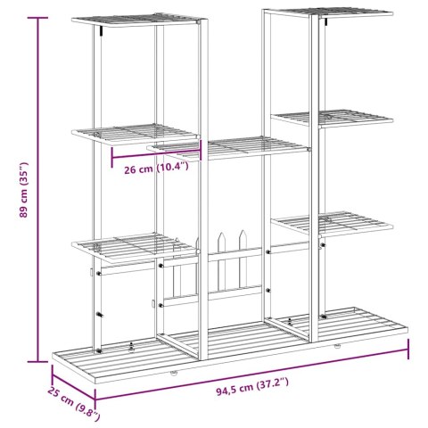 VidaXL Stojak na kwiaty, 94,5x25x89 cm, czarny, żelazo