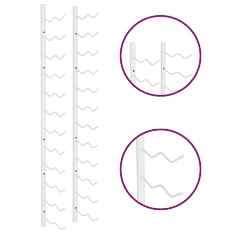 VidaXL Uchwyty ścienne na 24 butelki wina, 2 szt., białe, żelazne