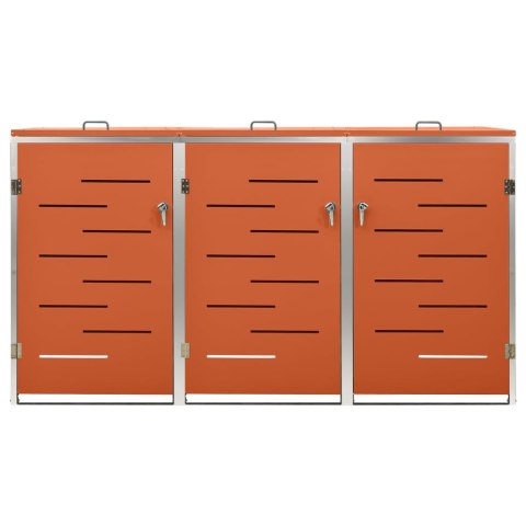 OSŁONA NA 3 KOSZE NA ŚMIECI 207X77,5X115CM STAL NIERDZEWNA