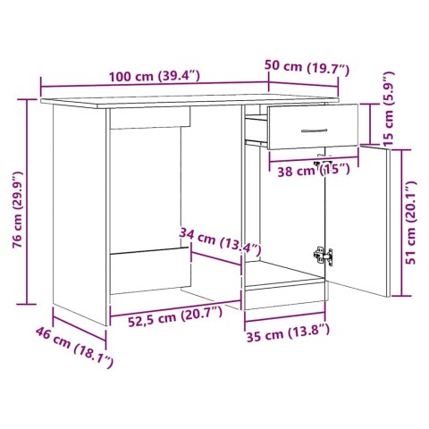 BIURKO DĄB ARTISAN 100X50X76CM MATERIAŁ DREWNOPOCHODNY