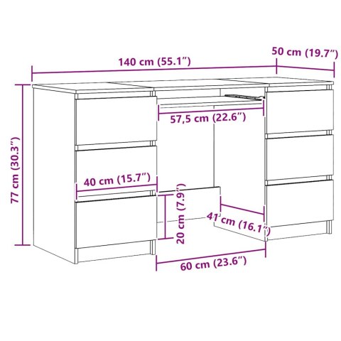 BIURKO DĄB ARTISAN 140X50X77CM MATERIAŁ DREWNOPOCHODNY