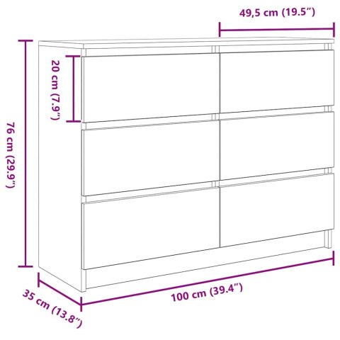 KOMODA ARTISAN DĄB 100X35X76CM DREWNO KLEJONE