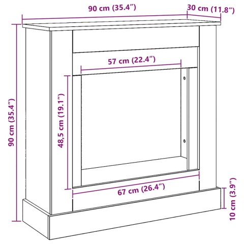 OBUDOWA KOMINKA DĄB ARTISAN 90X30X90CM