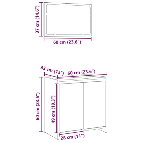 2-CZĘŚCIOWY ZESTAW MEBLI ŁAZIENKOWYCH DĄB ARTISAN