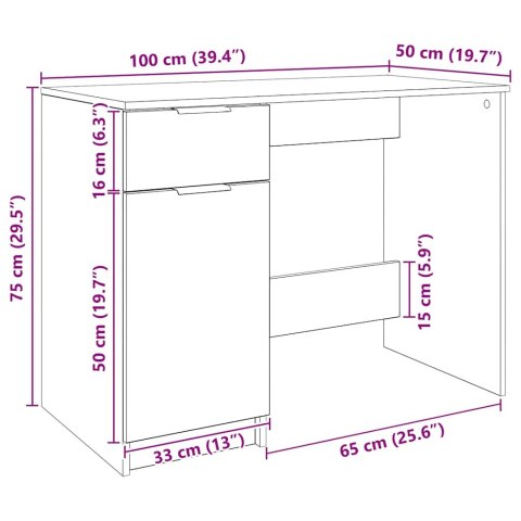 BIURKO DĄB ARTISAN 100X50X75CM MATERIAŁ DREWNOPOCHODNY