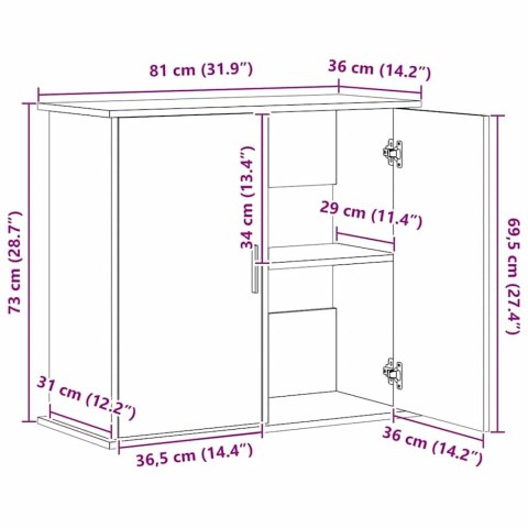 VidaXL Stojak na akwarium Artisan Oak 81x36x73 cm Drewno konstrukcyjne