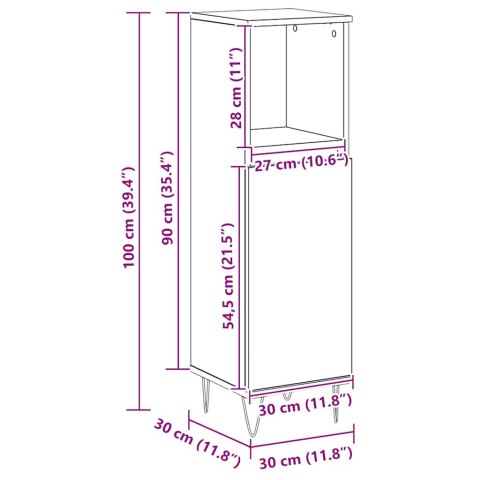SZAFKA ŁAZIENKOWA DĄB ARTISAN 30X30X100CM