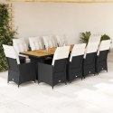 VidaXL 11-cz. zestaw ogrodowych mebli bistro z poduszkami, czarny