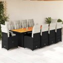 VidaXL 11-cz. zestaw ogrodowych mebli bistro z poduszkami, czarny