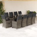 VidaXL 11-cz. zestaw ogrodowych mebli bistro z poduszkami, szary