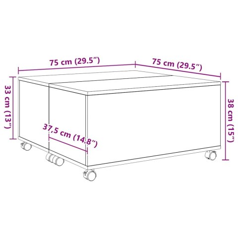 VidaXL Stolik kawowy z szufladą Dąb rzemieślniczy 75 x 75 x 38 cm