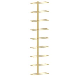 VidaXL Uchwyt ścienny na 9 butelek wina, złoty, żelazny