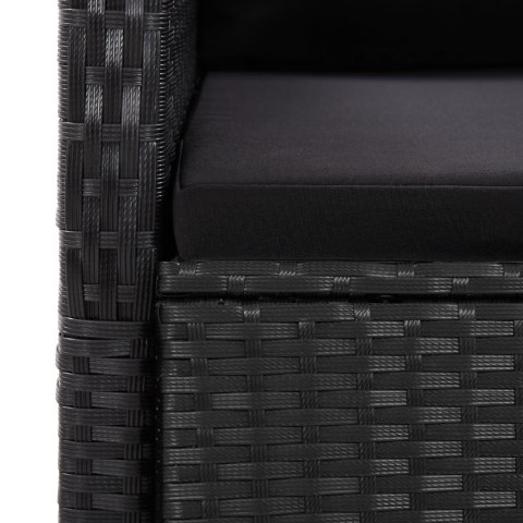 VidaXL 9-cz. zestaw mebli ogrodowych z poduszkami, czarny, rattan PE