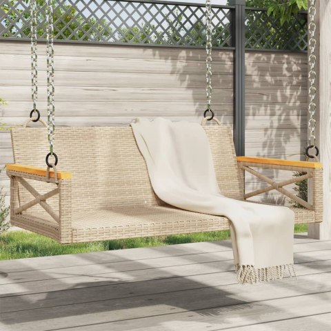 ŁAWKA BUJANA BEŻOWA 109X62X40CM POLIRATTAN