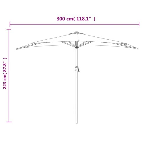 PÓŁPARASOL BALKONOWY NA SŁUPKU Z ALUMINIUM 300X155CM ANTRACYT