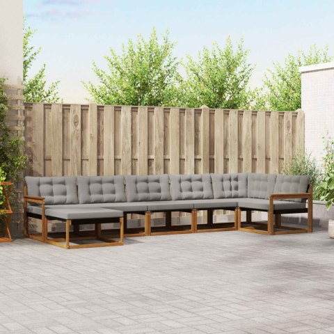 VidaXL Zestaw sof na zewnątrz z poduszką 7 pcs Naturalny i Jasny Szary
