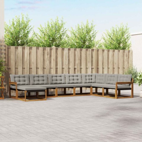 VidaXL Zestaw sof na zewnątrz z poduszką 8 pcs Naturalny i Jasny Szary