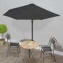 PÓŁPARASOL BALKONOWY ALUMINIOWY SŁUPEK CZARNY 300X155X223CM