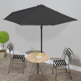 PÓŁPARASOL BALKONOWY ALUMINIOWY SŁUPEK CZARNY 300X155X223CM