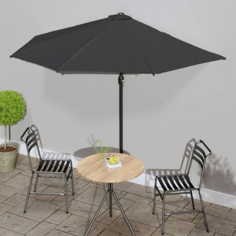 PÓŁPARASOL BALKONOWY ALUMINIOWY SŁUPEK CZARNY 300X155X223CM