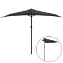 PÓŁPARASOL BALKONOWY ALUMINIOWY SŁUPEK CZARNY 300X155X223CM