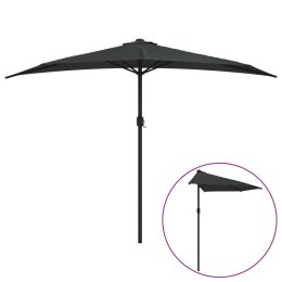 PÓŁPARASOL BALKONOWY ALUMINIOWY SŁUPEK CZARNY 300X155X223CM