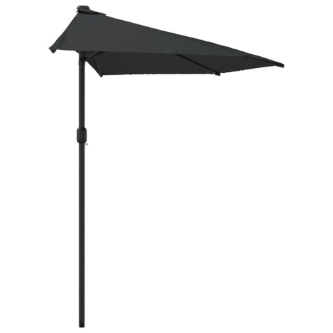 PÓŁPARASOL BALKONOWY ALUMINIOWY SŁUPEK CZARNY 300X155X223CM