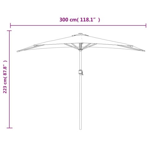 PÓŁPARASOL BALKONOWY ALUMINIOWY SŁUPEK CZARNY 300X155X223CM