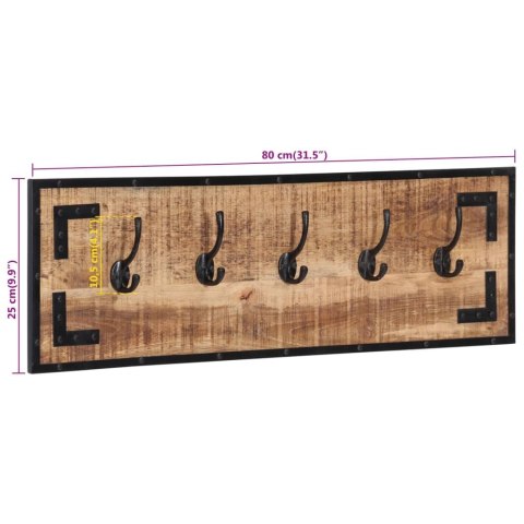 VidaXL Wieszaki na ubrania, 2 szt., 80x8x25 cm, surowe drewno mango