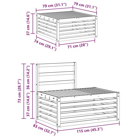 VidaXL Zestaw sof na zewnątrz 3 Sztuka Naturalny Lite Drewno Akacji
