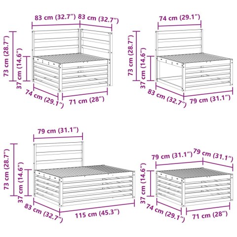 VidaXL Zestaw sof na zewnątrz 5 Sztuka Naturalny Lite Drewno Akacji