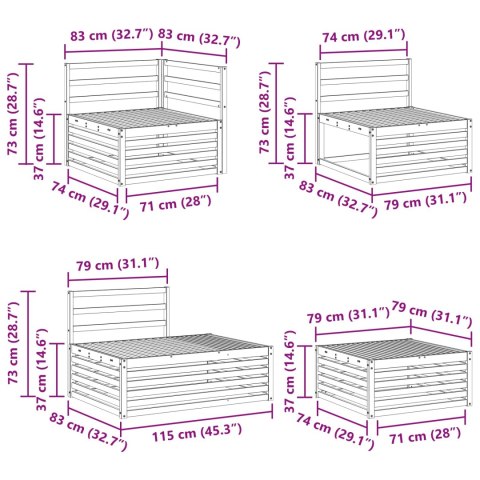 VidaXL Zestaw sof na zewnątrz 7 Sztuka Naturalny Lite Drewno Akacji