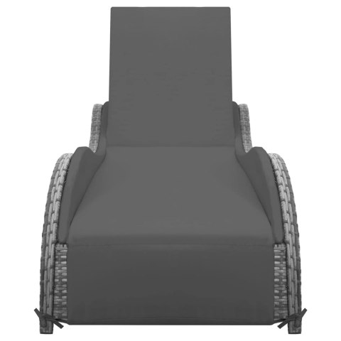 LEŻAK OGRODOWY Z PODUSZKĄ POLIRATTAN ANTRACYTOWY