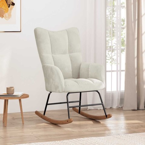 VidaXL Fotel bujany, kremowy, tapicerowany aksamitem