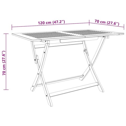 VidaXL Składany stół ogrodowy, 120x70x75 cm, lite drewno eukaliptusowe