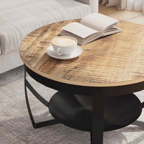 STOLIK KAWOWY Ø68X43CM SUROWE DREWNO MANGO