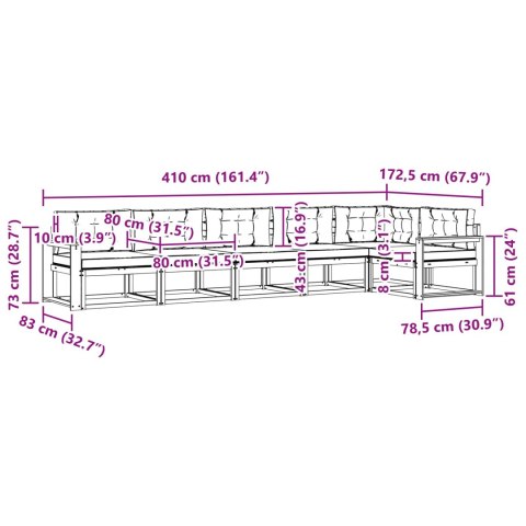 VidaXL Zestaw sof na zewnątrz z poduszką 6 pcs Naturalny i Kremowy