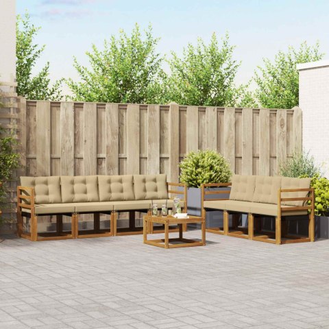 VidaXL Zestaw sof na zewnątrz z poduszką 8 pcs Naturalny i Beżowy