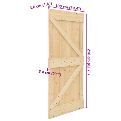 VidaXL Drzwi NARVIK Naturalny 100 x 210 cm Lite Drewno Sosnowe